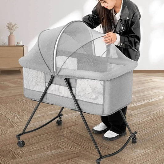Baby Rocker Bassinet Crib and Co-sleeper with Detachable Mosquito Net