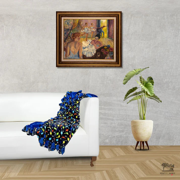 Handmade Dinosaur Knotted Fleecy Blanket for Kids